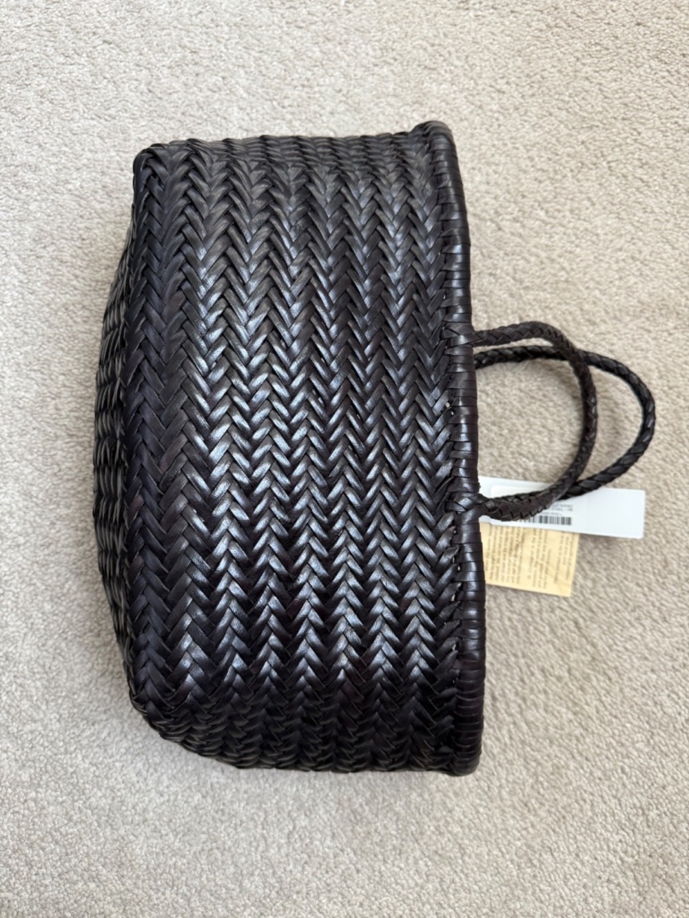 Dragon Diffusion handwoven black leather Triple Jump tote, size Small, NWT - Picture 5 of 13